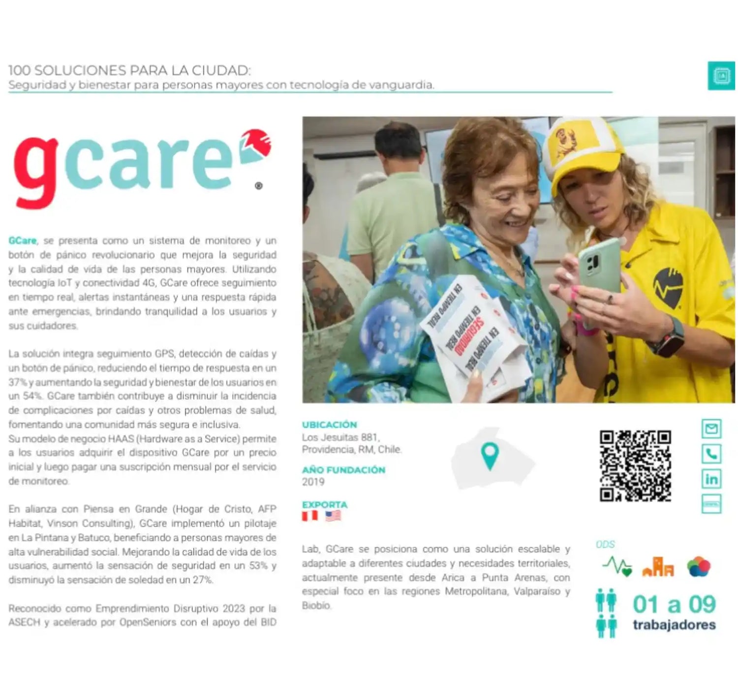 100 SOLUCIONES PARA LA CIUDAD GCARE SEGURIDAD Y BIENESTAR PARA PERSONAS MAYORES CON TECNOLOGIA DE VANGUARDIA SESANTIAGO GORE CORPO RM 