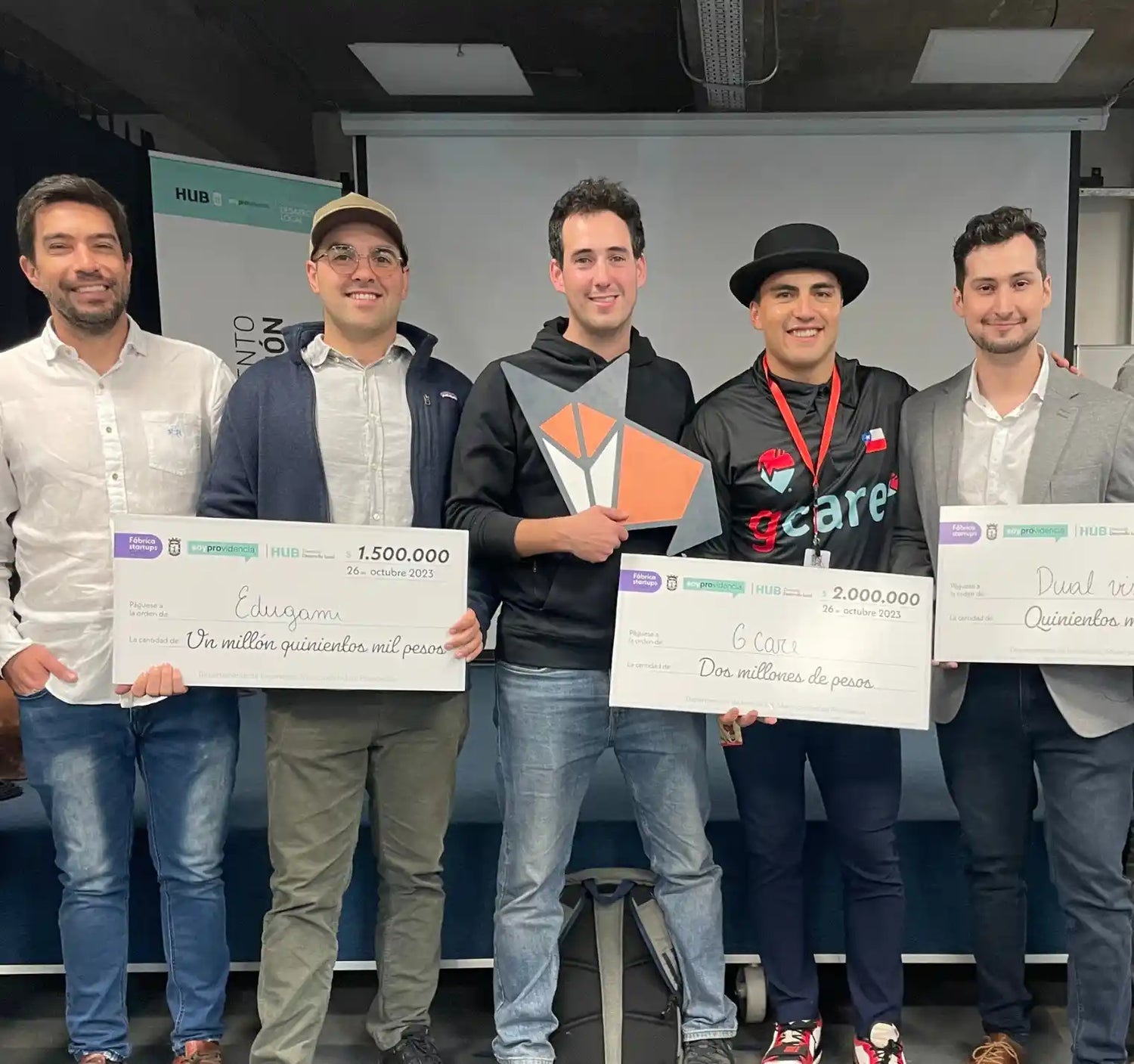 GCARE GANADOR FABRICA DE STARTUPS GOVTECH HUB PROVIDENCIA BIDLAB MUNICIPALIDAD DE PROVIDENCIA EDUGAMI DUAL VISION GCARE MOISES VENEGAS MAURO BRITTO INNOVACION PROVIDENCIA